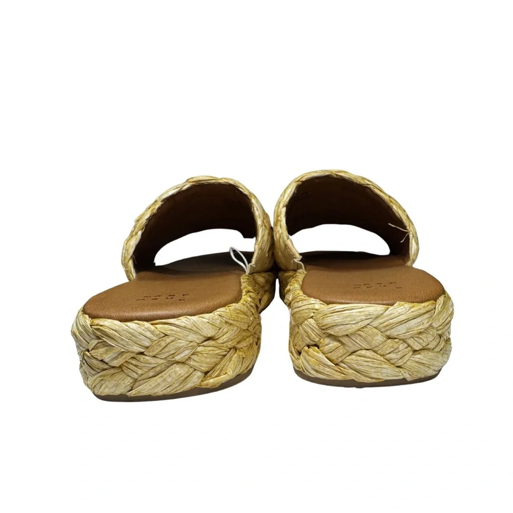 Women's Casey Braided Raffia Platform Slide Sandals A New Day Beige 11 summer